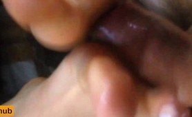 a masturbation with my girlfriend's beautiful feet with long fingers and white nails