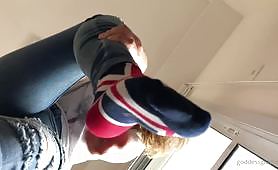 goddess grazi trampling POV with socks and barefeet